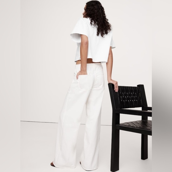 NWT Banana Republic Loose Drawstring White Jean Size 35. #713492 - Picture 2 of 9